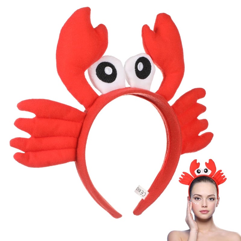 NUOBESTY Crab Headband Crab Costume Accessories Lobster Hair Hoops Plush Animal Hair Band Headwear for Halloween Dress Up Christmas Party - Image 4